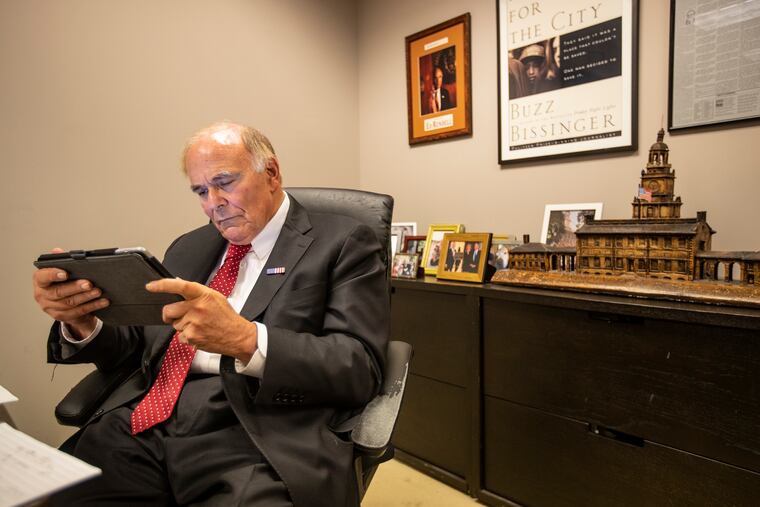 Former Pennsylvania Gov. Ed Rendell hard at work in his Philadelphia office on Nov. 18, 2019.