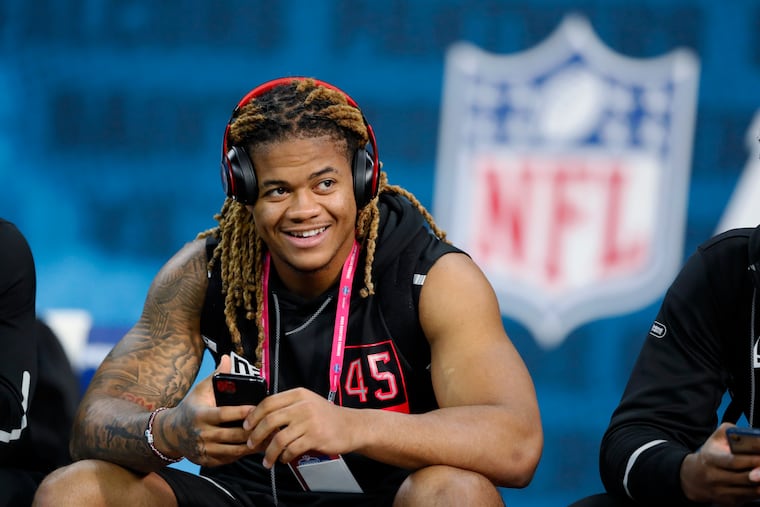 Ohio State defensive end Chase Young, shown at the NFL scouting combine in February, is Domo's top-rated player in the April 23-25 draft.