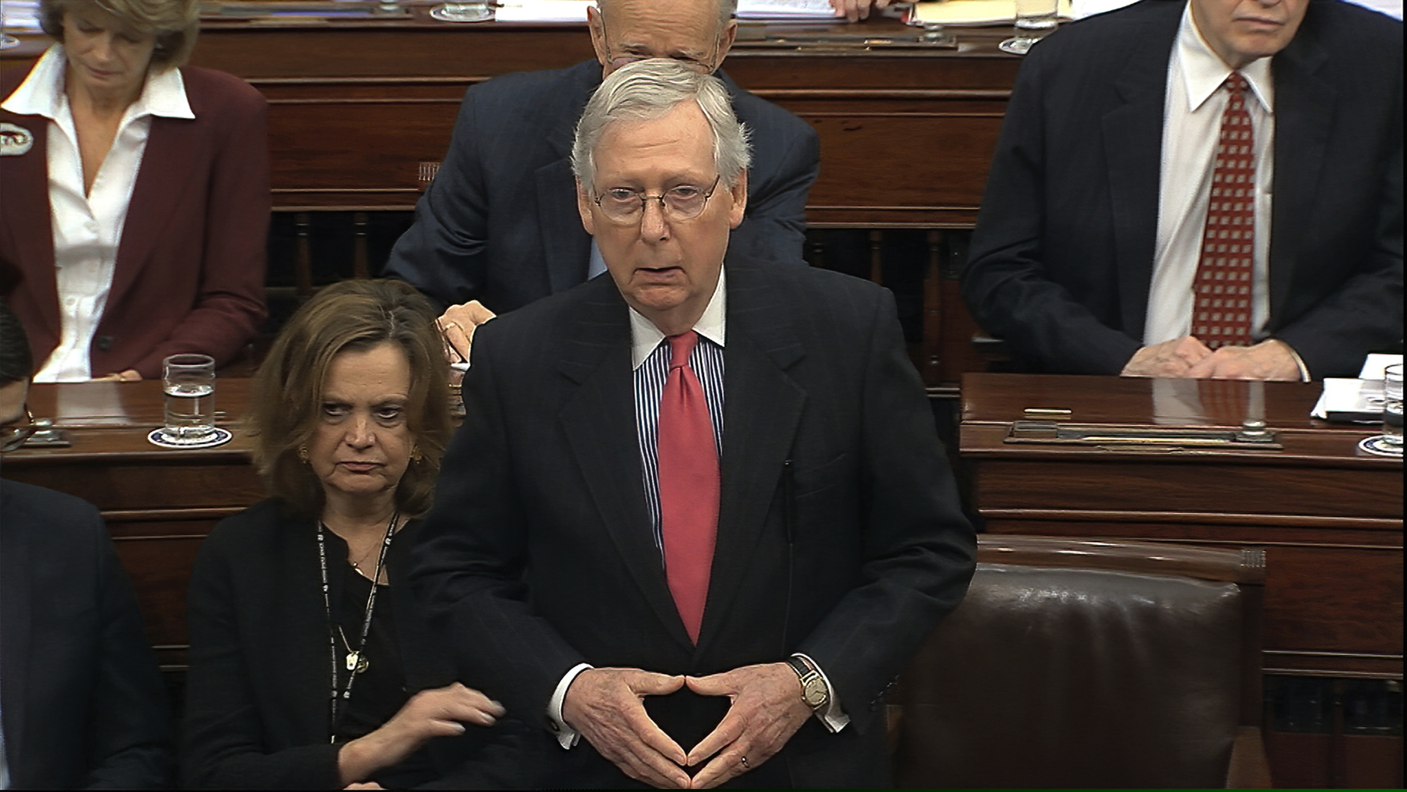 Senate Majority Leader Mitch McConnell, R-Ky., speaks during the impeachment trial against President Donald Trump in the Senate at the U.S. Capitol.