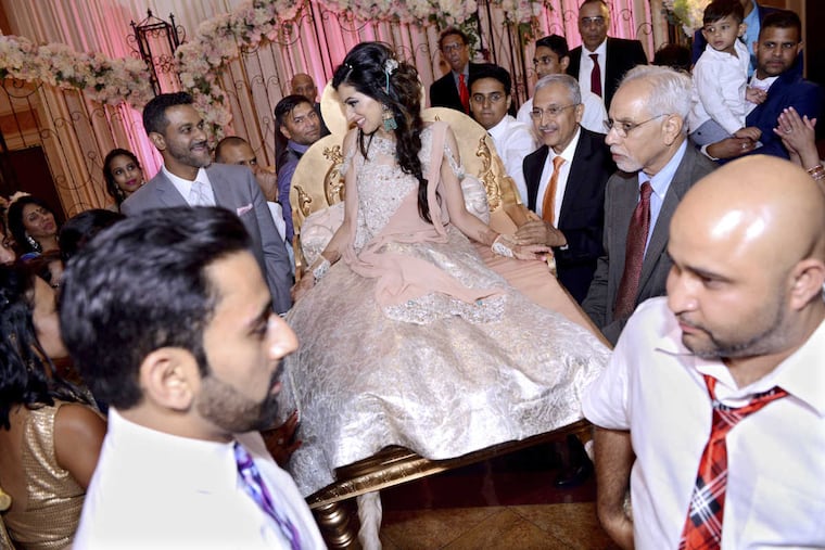 Amy Devan and Ben Mathews. Amy being taken on a doli during the Vidaii