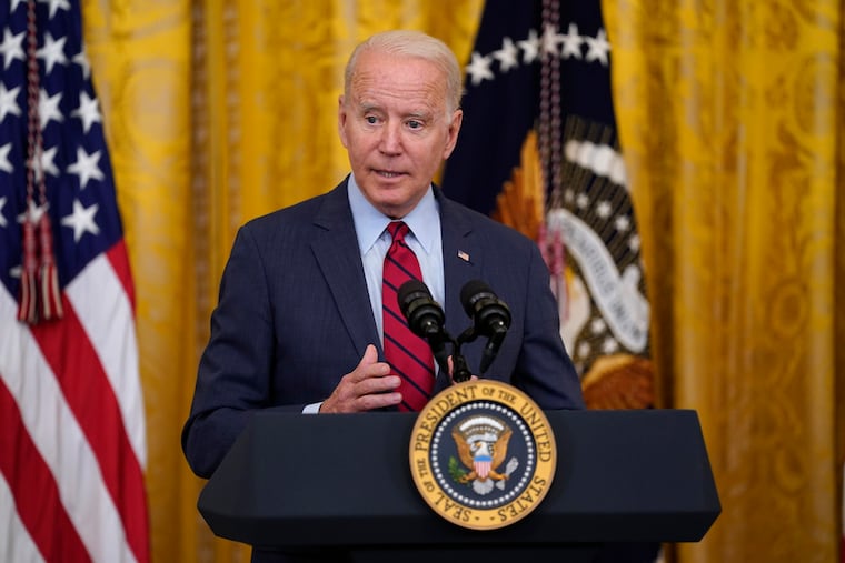 President Joe Biden speaks about infrastructure negotiations at the White House on Thursday.