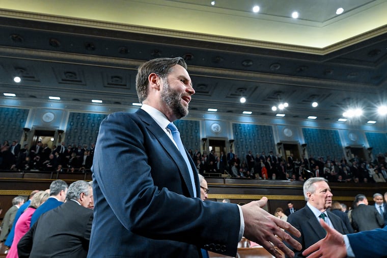 Vice President JD Vance arrives before President Donald Trump delivers the State of the Union address to a joint session of Congress on Tuesday.