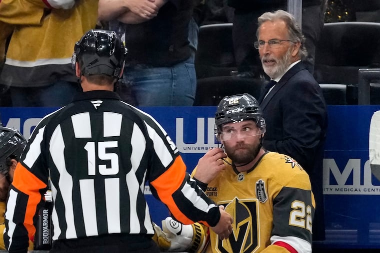 John Tortorella (right) took over as interim coach on March 30 after Vegas fired Bruce Cassidy with eight games left in the season.
