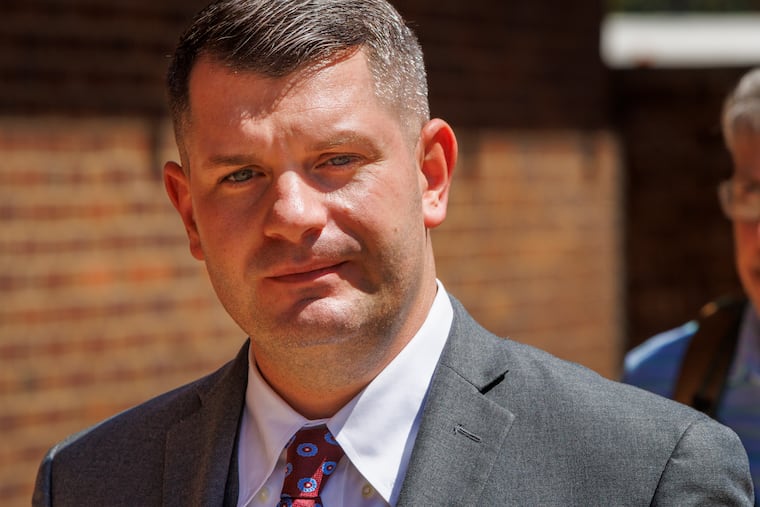 Greg Fiocca, nephew of former union chief John Dougherty, arrives at the federal courthouse in Center City Philadelphia on April 15.