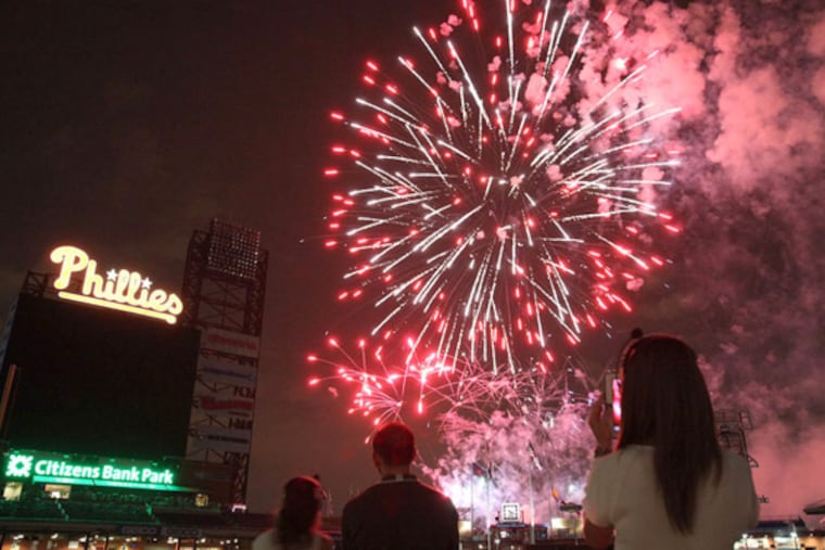 Fireworks after the Phillies hosted the Nationals at Citizens Bank Park. (Steven M. Falk / Staff Photographer)
