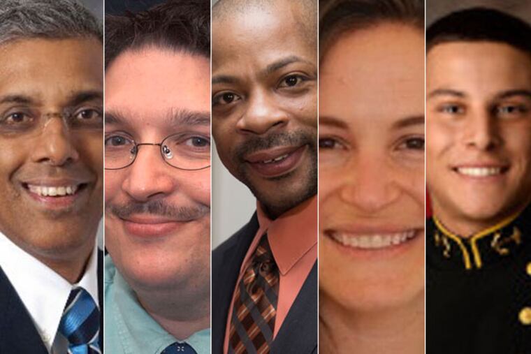 From left: Abid Gilani, Jim Gaines, Derrick Griffith, Rachel Jacobs and Justin Zemser. Also killed (not pictured): Guiseppe Piras, Bob Gildersleeve, and Laura Finamore.