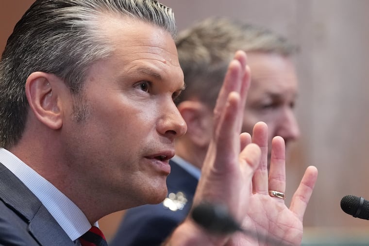 Defense Secretary Pete Hegseth testifies at a hearing Tuesday on Capitol Hill.