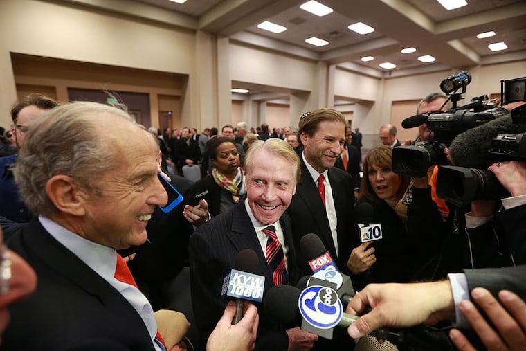 David Cordish, Bob Green and Joe Weinberg win Philly's second casino license during a Pennsylvania Gaming Control Board hearing in Philadelphia on November 18, 2014.