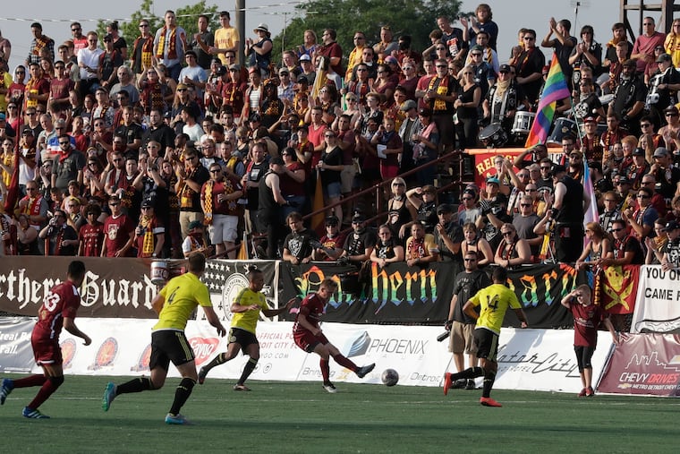 Detroit City FC fans at a game in 2016. They've created one of the most vibrant fan cultures in lower-division American soccer.