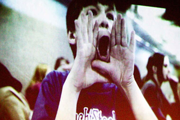 The professionally produced video features students from Strath Haven Middle School performing scenes of bullying that include hair-pulling, name-calling, shoving, and tripping. (Ed Hille/Staff)