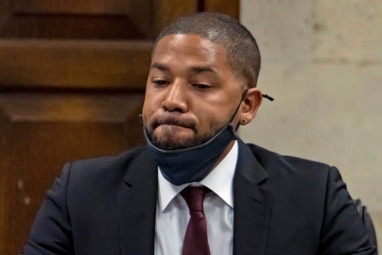Actor Jussie Smollett listens as his sentence is read at the Leighton Criminal Court Building on March 10, 2022, in Chicago.