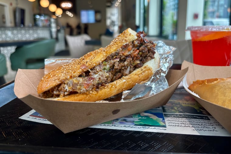 Pakistani chopped cheese sandwich at Karak Cha inside Kabobeesh in Philadelphia.