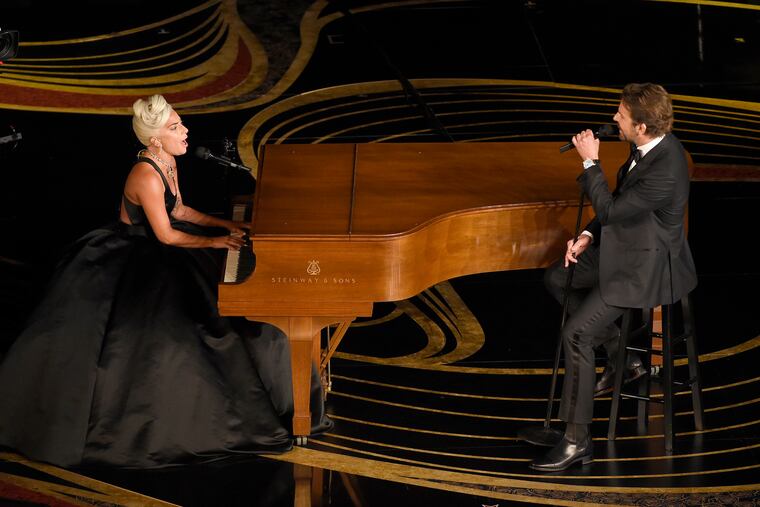 Lady Gaga and Bradley Cooper perform "Shallow" from "A Star is Born" at the Oscars on Sunday. It later won best original song.