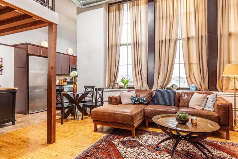 A one-bedroom with loft unit for sale in the Hawthorne building on Fitzwater Street in Philadelphia.