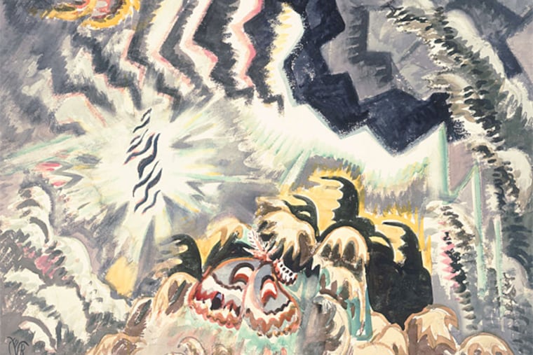 Charles Burchfield, "The Moth and the Thunderclap," 1961, shocking and violent. A painting like this one distills not just the art of 1961, but midcentury American culture at large. (Burchfield Penney Art Center)