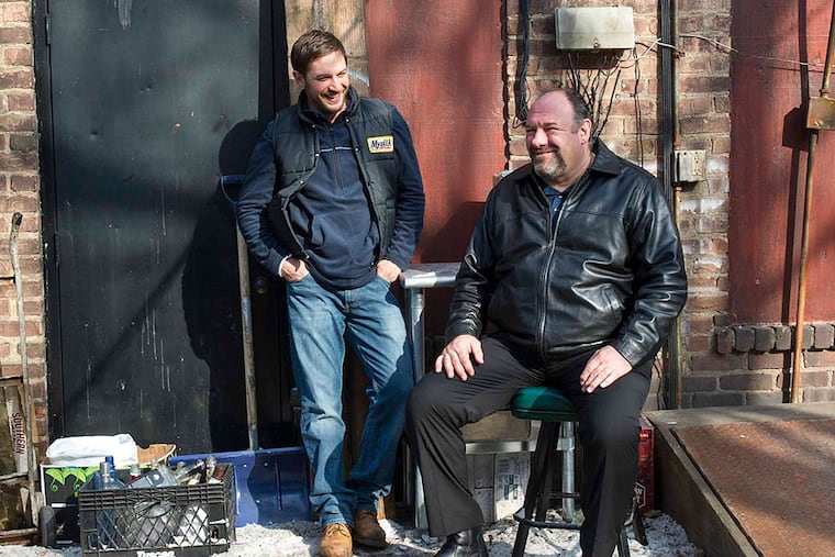 Tom Hardy is barkeep Bob (left) and James Gandolfini, in a swan-song role, is Cousin Marv, who sold his pub to a Chechen gang. Fox Searchlight