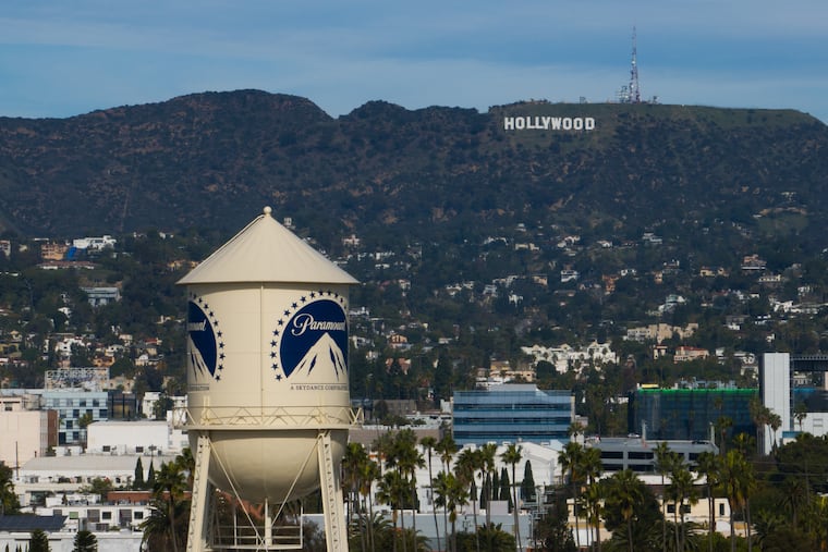 The Paramount Pictures water tower is seen in Los Angeles on Thursday, Dec. 18, 2025.
