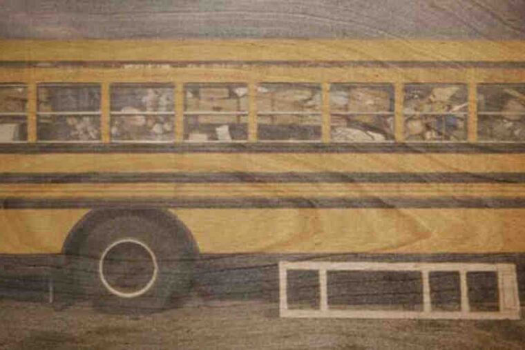 "Untitled (Bus)," one of Mark Havens' photographs on wood panel.