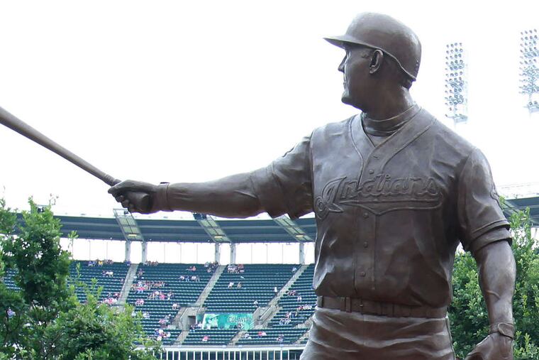 The Jim Thome statue is outside the Indians' stadium in Cleveland, where the slugger starred.