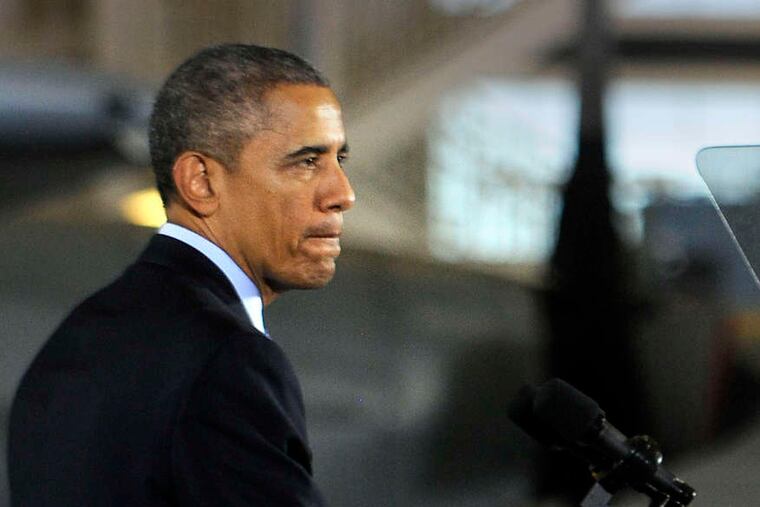 Obama spoke at Joint Base McGuire-Dix-Lakehurst last month.