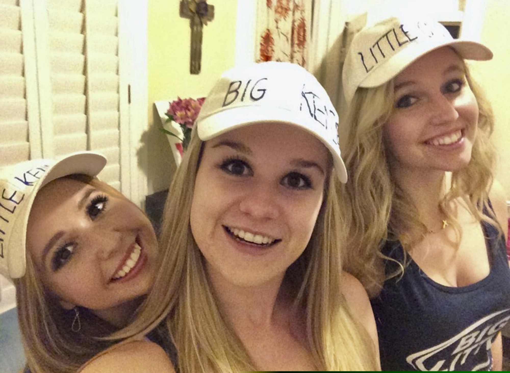 This undated photo provided by Kennedy Stoner shows herself (at left) posing with Mackenzie Lueck (center) and Grace Peterson.