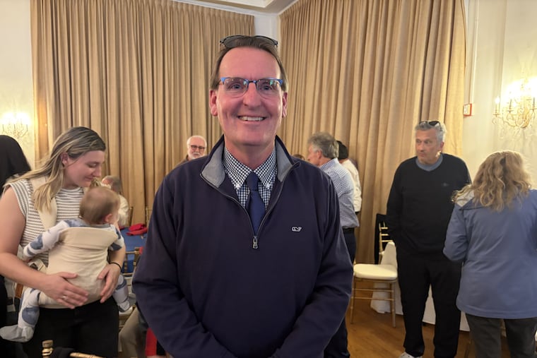 Mayor Jay Gillian, of Ocean City, at the Flanders Hotel victory party after voters handed him a fifth term on Tuesday.
