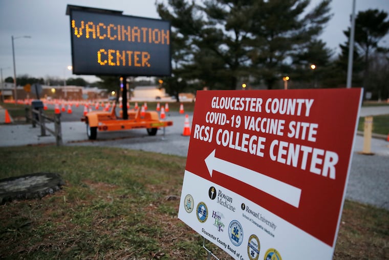 The Gloucester County COVID-19 vaccine site at Rowan College South Jersey in Deptford, N.J., on Jan. 8.