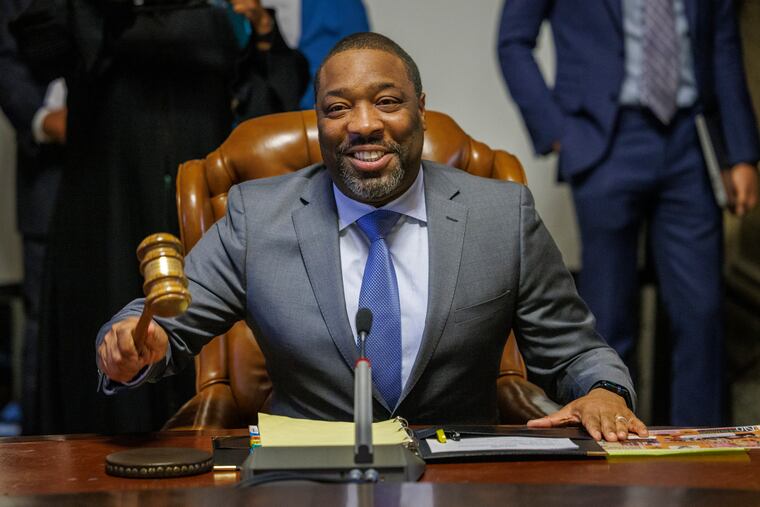 City Council President Kenyatta Johnson brings the Council caucus room to order on the first day of City Council in 2025.