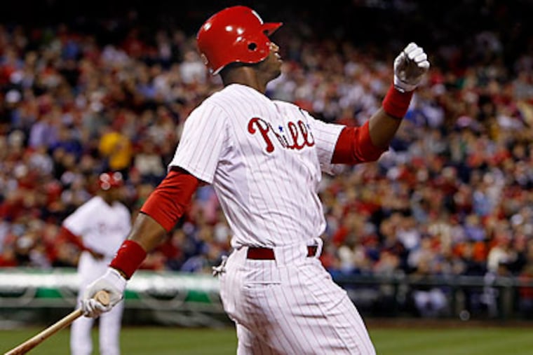 Domonic Brown hit two long home runs in the Phillies' 9-1 rout of the Marlins. (Ron Cortes/Staff Photographer)