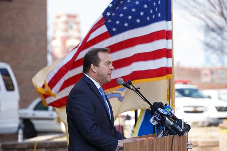 Freeholder Director Louis Cappelli, speaks at a press conference to announce that Camden County is suing those responsible for the manufacturing and distribution of opioids, stating that they share responsibility for the epidemic gripping the nation, at the Camden County Courthouse, in Camden, New Jersey, Wednesday, Feb. 21, 2018. JESSICA GRIFFIN / Staff Photographer
