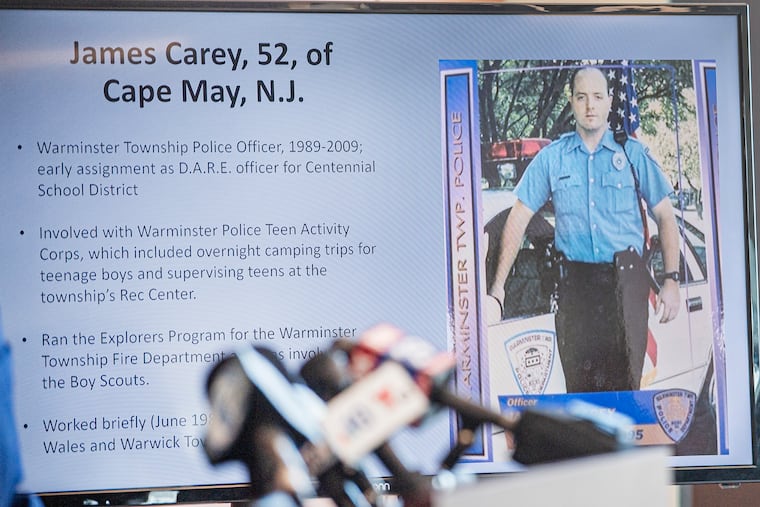 James Carey was sentenced to decades in state prison on Tuesday for abusing five boys he befriended while working as a Warminster Township Police Officer.