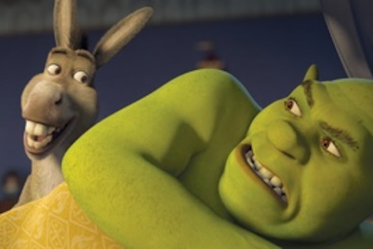 The voluble and annoying Donkey , voiced by Eddie Murphy, is back to play Shrek's sidekick. Shrek's Scottish burr is thanks to Mike Myers.