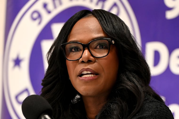 Physician Ala Stanford at a forum hosted by the 9th Ward Democratic Committee Dec. 4, 2025. She is a Democratic candidate running to represent Philadelphia's 3rd Congressional District.