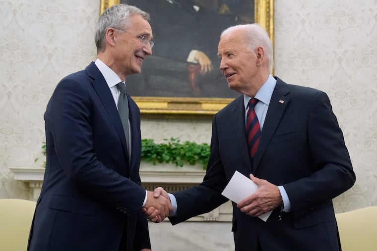 President Joe Biden meets with NATO Secretary General Jens Stoltenberg in the Oval Office at the White House on June 17, 2024.