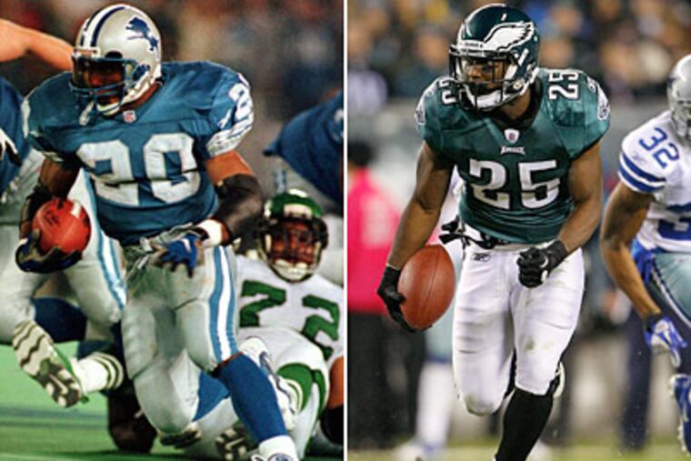 LeSean McCoy (right) is drawing comparisons to Hall of Famer Barry Sanders. (AP and Staff Photos)