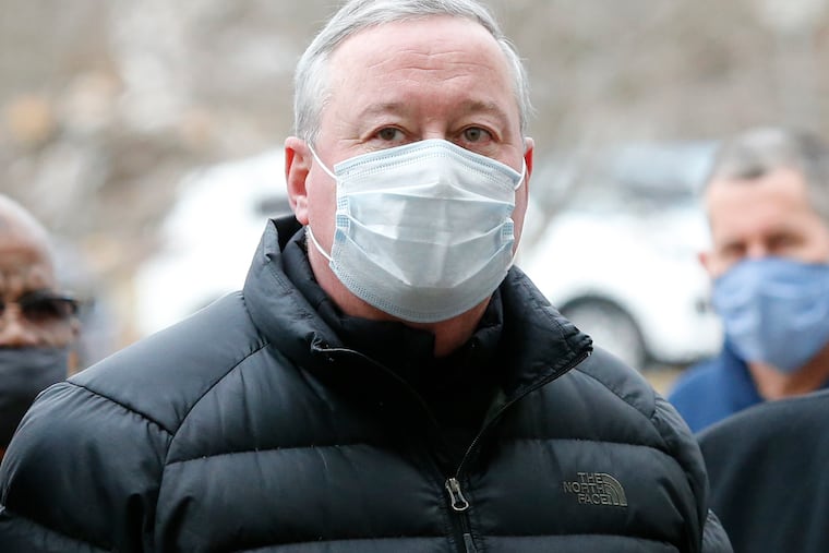 Mayor Jim Kenney during a tour of the COVID-19 vaccination site at the School of the Future in West Philadelphia in March. The city’s rental assistance program has raised more than $100,000 in donations and is asking individuals and companies to continue to contribute.