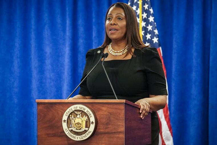 New York Attorney General Letitia James speaks last week in New York.