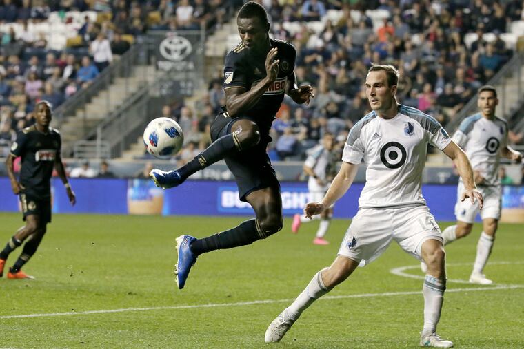 Cory Burke scored the first of the Union's five goals against Minnesota United.