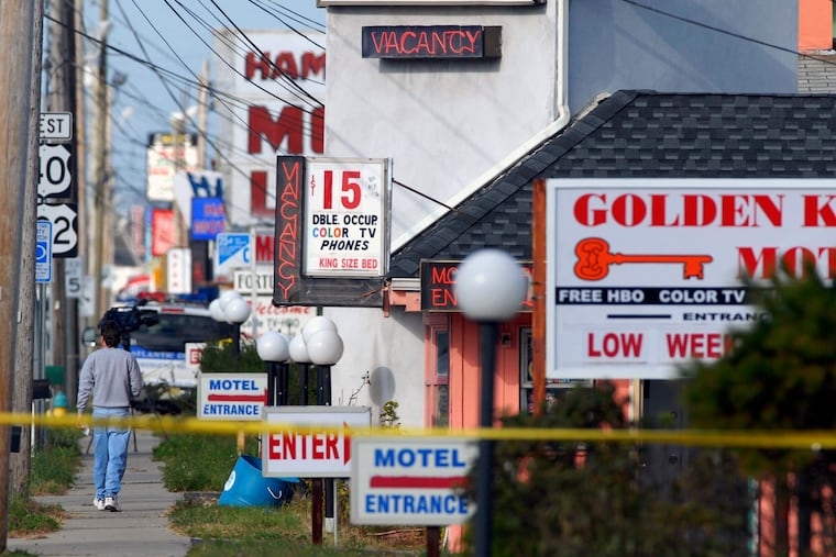 The Golden Key Motel shares the side of Route 322 with other motels in Egg Harbor Township, N.J., Tuesday, Nov. 21, 2006. The bodies of four women were found behind the hotel a day earlier. The cases remain unsolved in July 2023.