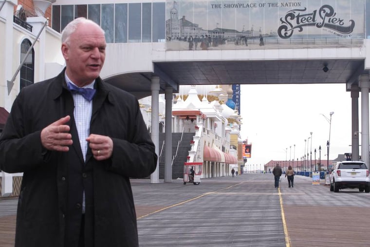 File: Mayor Don Guardian on the Atlantic City, N.J. Boardwalk - the most valuable spot on the Monopoly board game. The game turns 80 years old on March 19, 2015. (AP Photo/Wayne Parry)