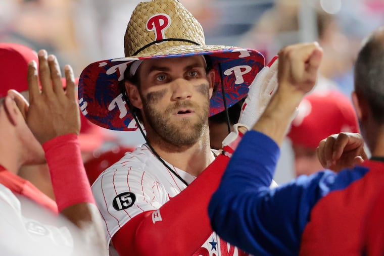 Bryce Harper after hitting a two-run homer against the Arizona Diamondbacks on Aug. 27.