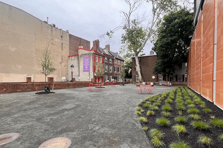 A view May 21, 2026 of the recently completed Dolly Ottey Park at North Second Street and Elfreth's Alley in Old City Philadelphia. A grand opening of the park is scheduled for May 29, 2026.
