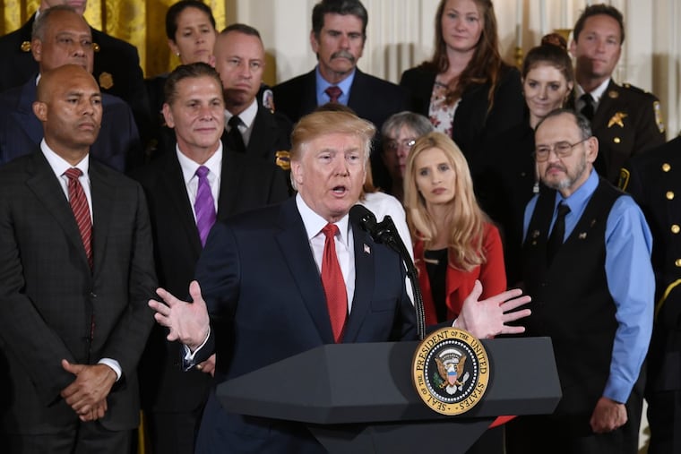 President Donald Trump delivers remarks on combatting drug demand and the opioid crisis on Oct. 26, 2017 in the East Room of the White House in Washington, D.C. (Olivier Douliery/Abaca Press/TNS)
