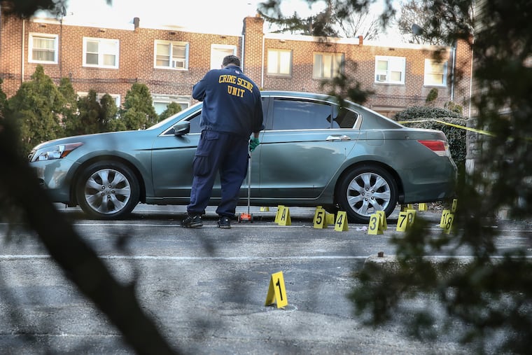 District Attorney Larry Krasner talks to the media as Police investigate a crime scene in the 1400 of N. 76th street where four people were shot one fatally in the Overbrook Park section of the city just after 3pm this afternoon. Thursday, March 11, 2021