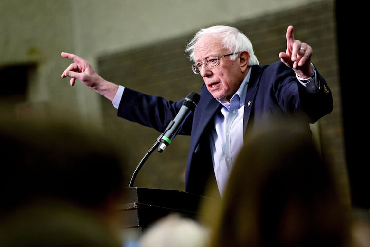 Sen. Bernie Sanders (I-Vt.) during a campaign rally for Sen. Tammy Baldwin (D-Wis.) in Milwaukee on Oct. 22, 2018.