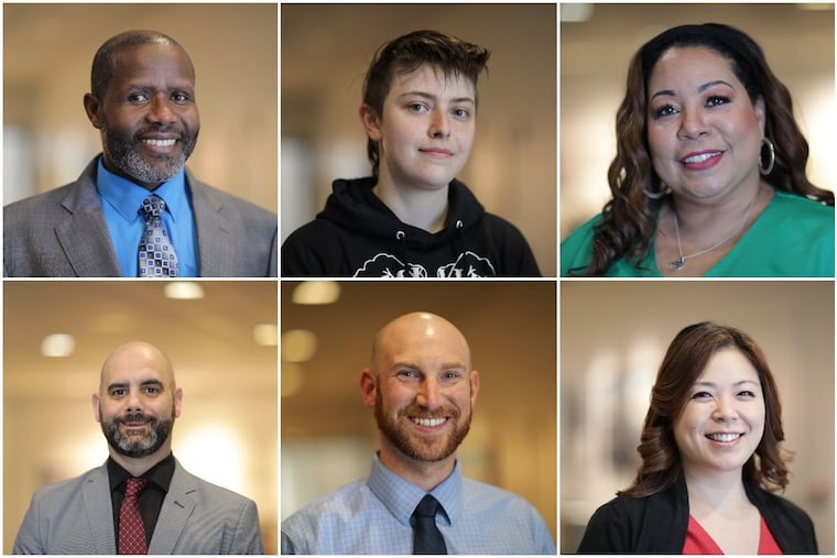 These six Philadelphia School District teachers are among the 60 Lindback award winning educators for 2019. Top row, from left: Omar Ali, Northeast High; Freda/Frankie Anderson, The U School; and Catherine Baker, Ethel Allen Promise Academy. Bottom row, from left: Benjamin Blazer, Central High; Alexander Bouwman, High School of the Future; and Yoon Byun, Eliza B. Kirkbride Elementary.