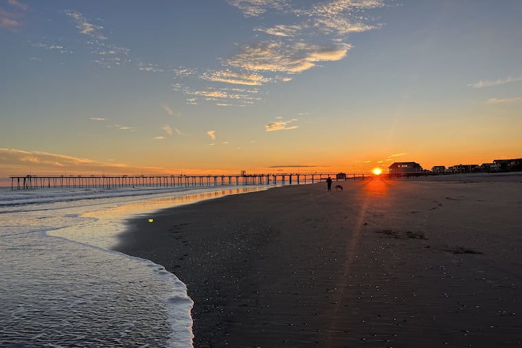 The sunset is visible from the beach in (almost) winter as seen in Ventnor, N.J.