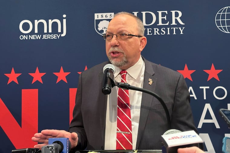 Former State Sen. Ed Durr speaks after the first Republican debate on Feb. 4 at Rider University in Lawrenceville, N.J.