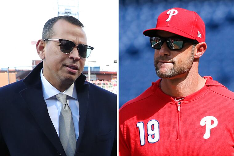 Phillies manager Gabe Kapler (right) dismissed criticism of his decision-making by ESPN analyst Alex Rodriguez.