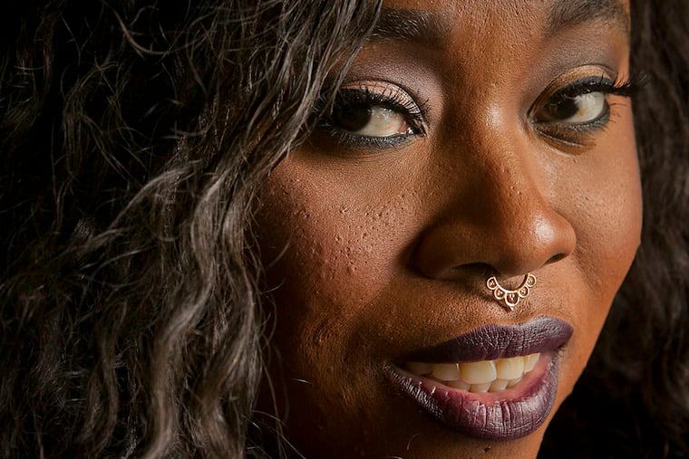 A faux septum piercing on Carmena Ayo-Davis, a PR consultant.